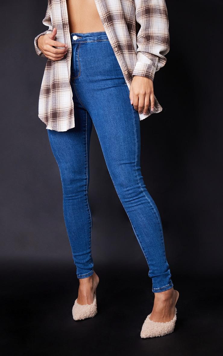 PRETTYLITTLETHING L30 Mid Blue Disco Skinny Jeans Product Image