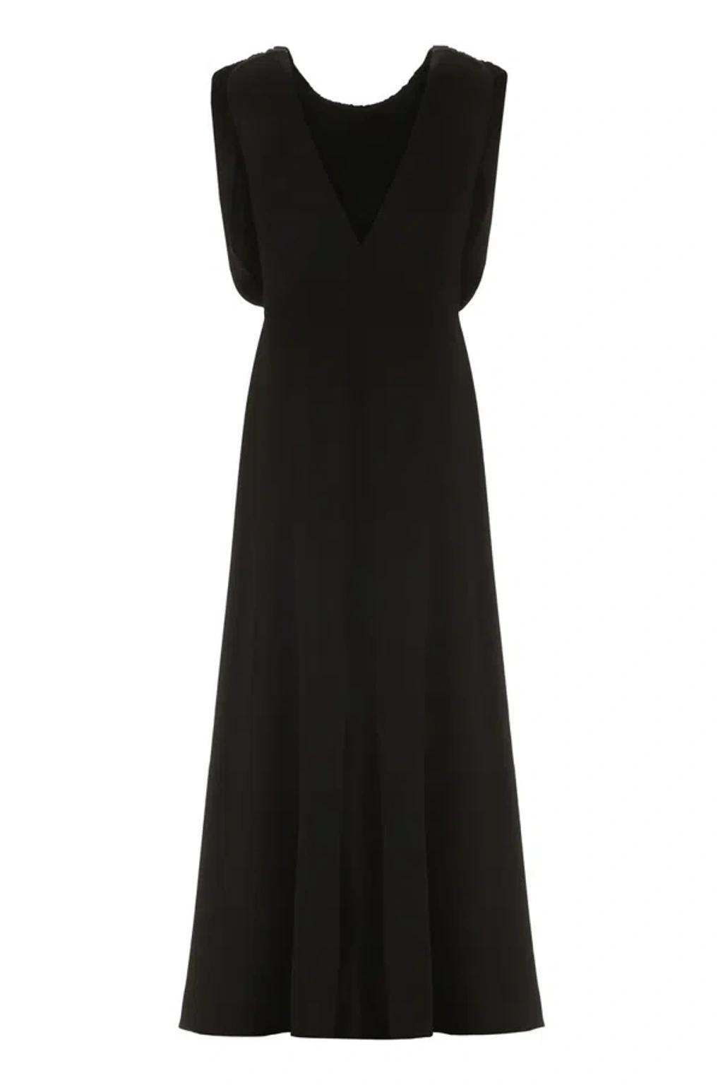 JIL SANDER Long Dress With Black Ruffles Product Image