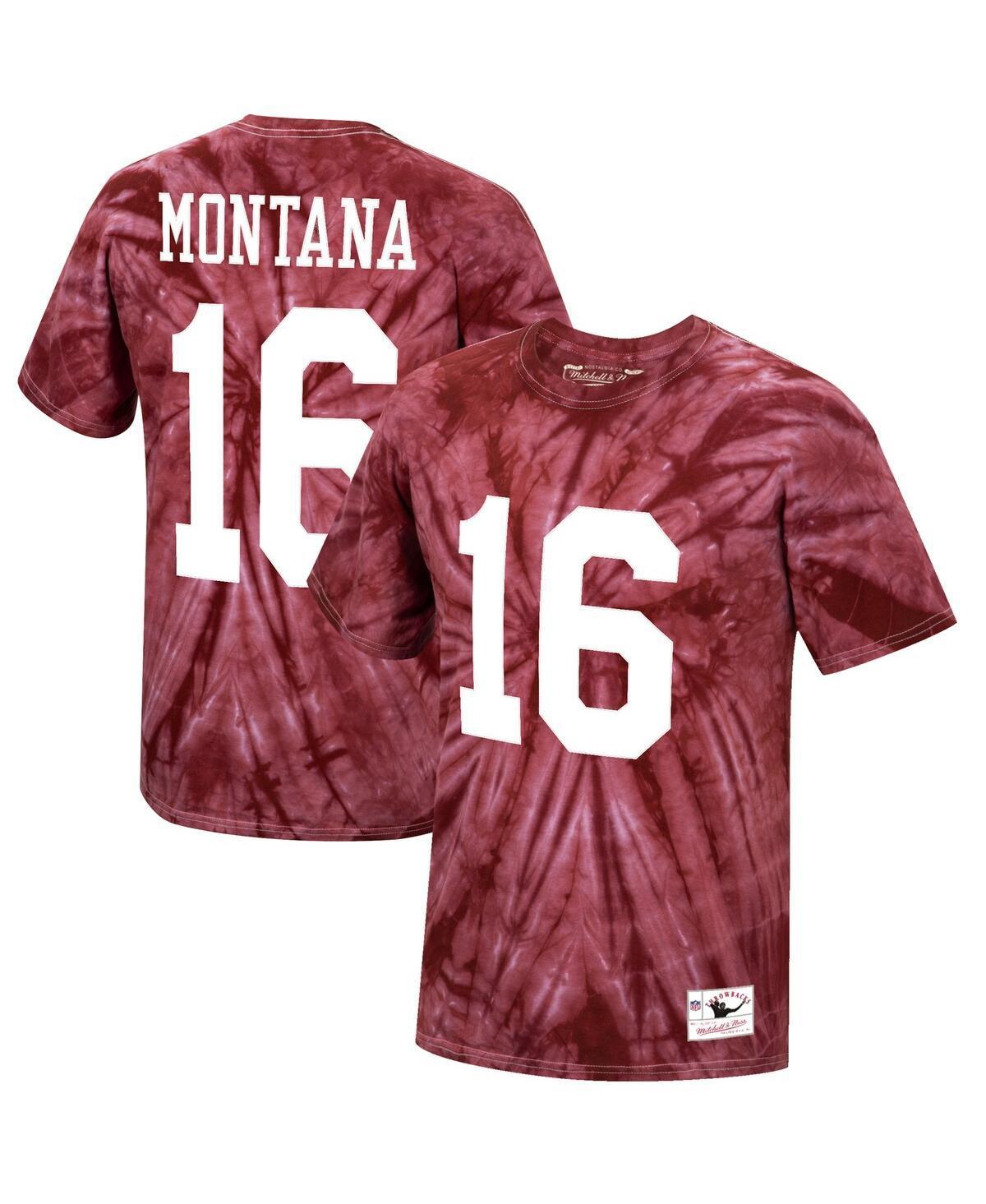 Men's Mitchell & Ness Joe Montana Scarlet San Francisco 49ers Tie-Dye Retired Player Name & Number T-Shirt, Size: Large Product Image