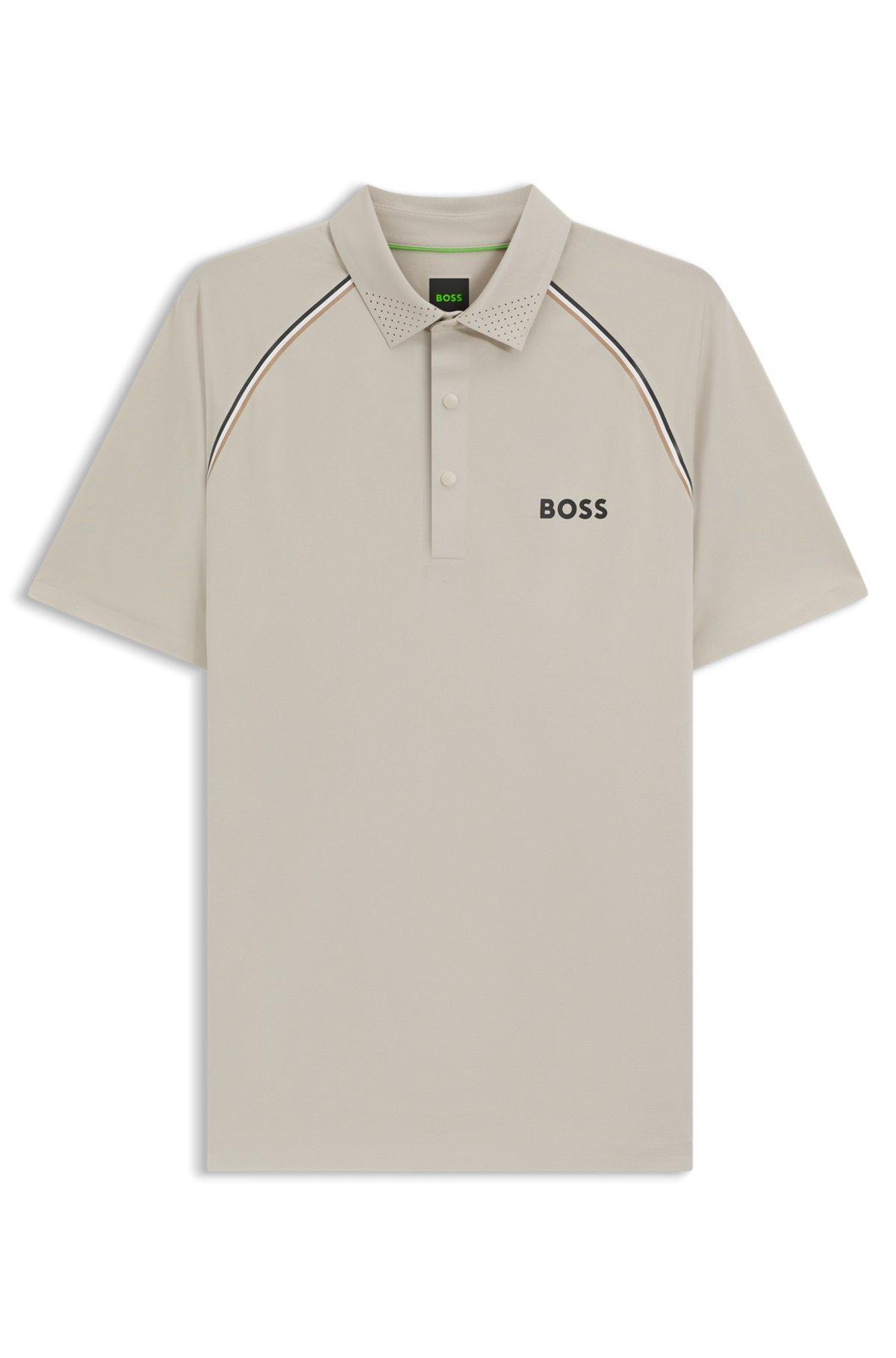 BOSS - Active slim-fit polo shirt with odor control - Light Beige Product Image