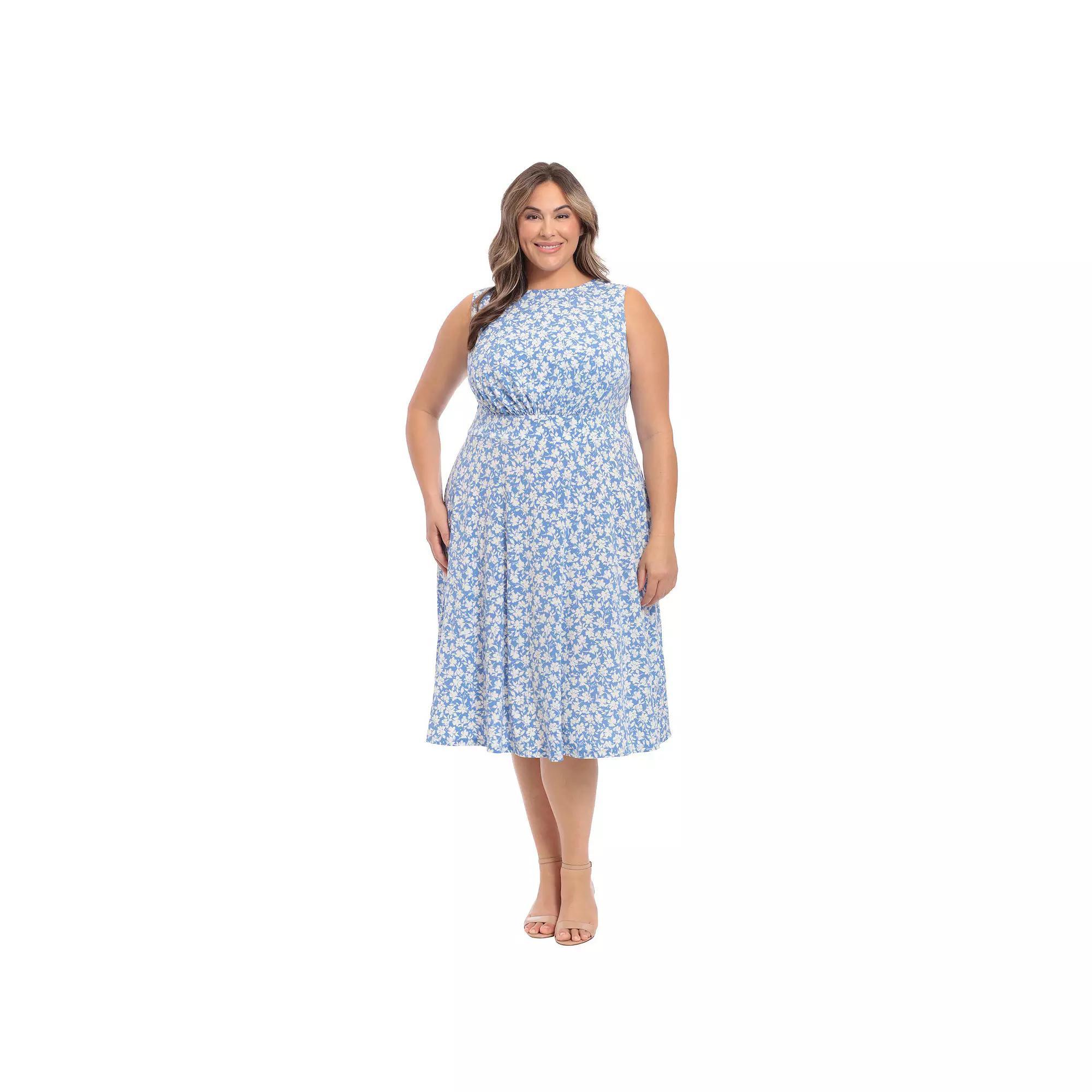Plus Size London Times Midi Dress, Women's, Size: 18 W, Ivory Product Image