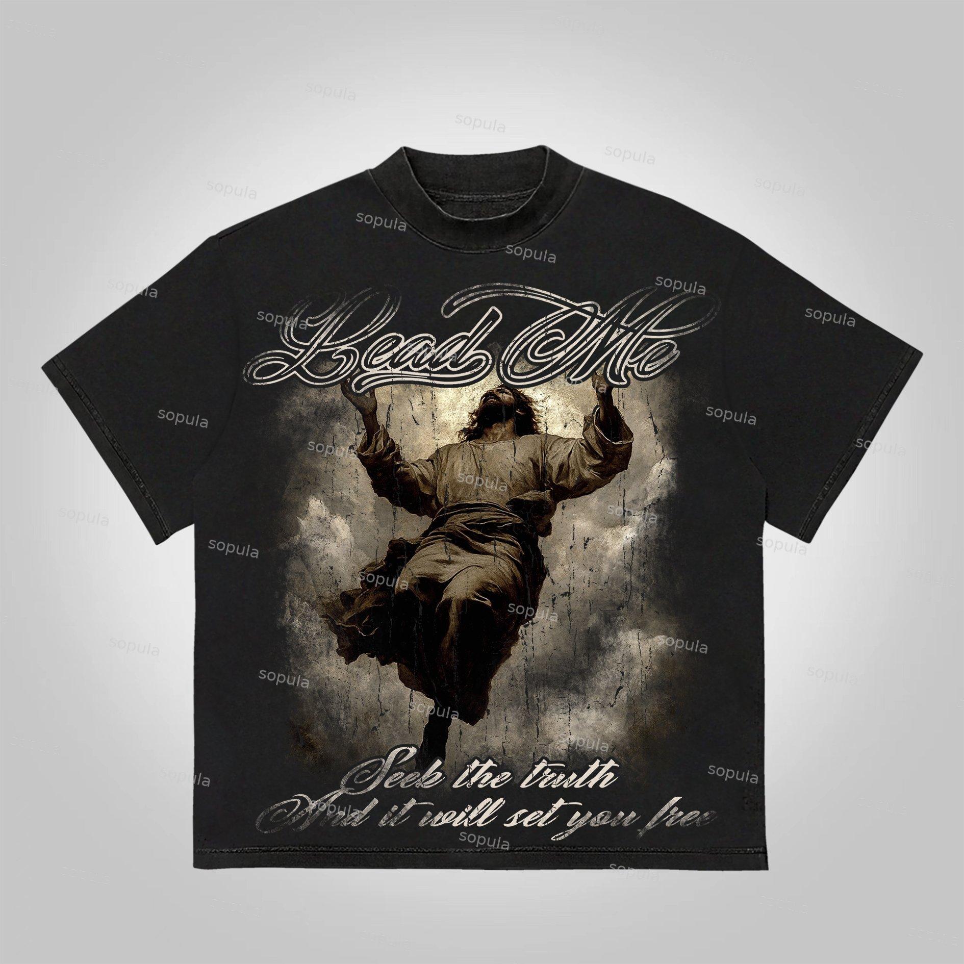 Sopula Lead Me Lord. Vintage Jesus Graphics Cotton T-Shirt Product Image