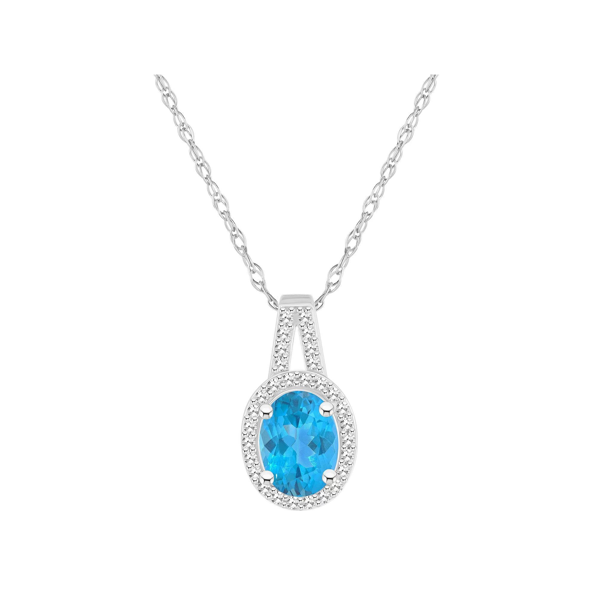 Celebration Gems Sterling Silver Gemstone & 1/7 Carat T.W. Diamond Halo Pendant Necklace, Women's, Size: 18", Purple Product Image