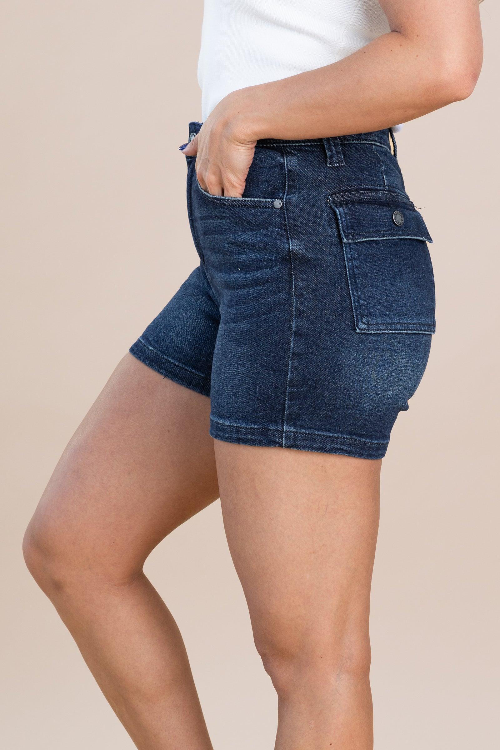 Judy Blue Back Flap Pocket Denim Shorts Product Image