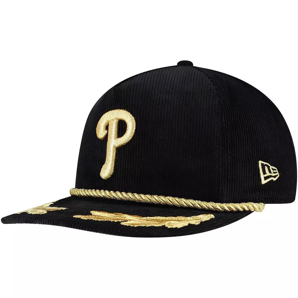 Men's New Era Black Philadelphia Phillies Corduroy Filigree Golfer Adjustable Hat Product Image