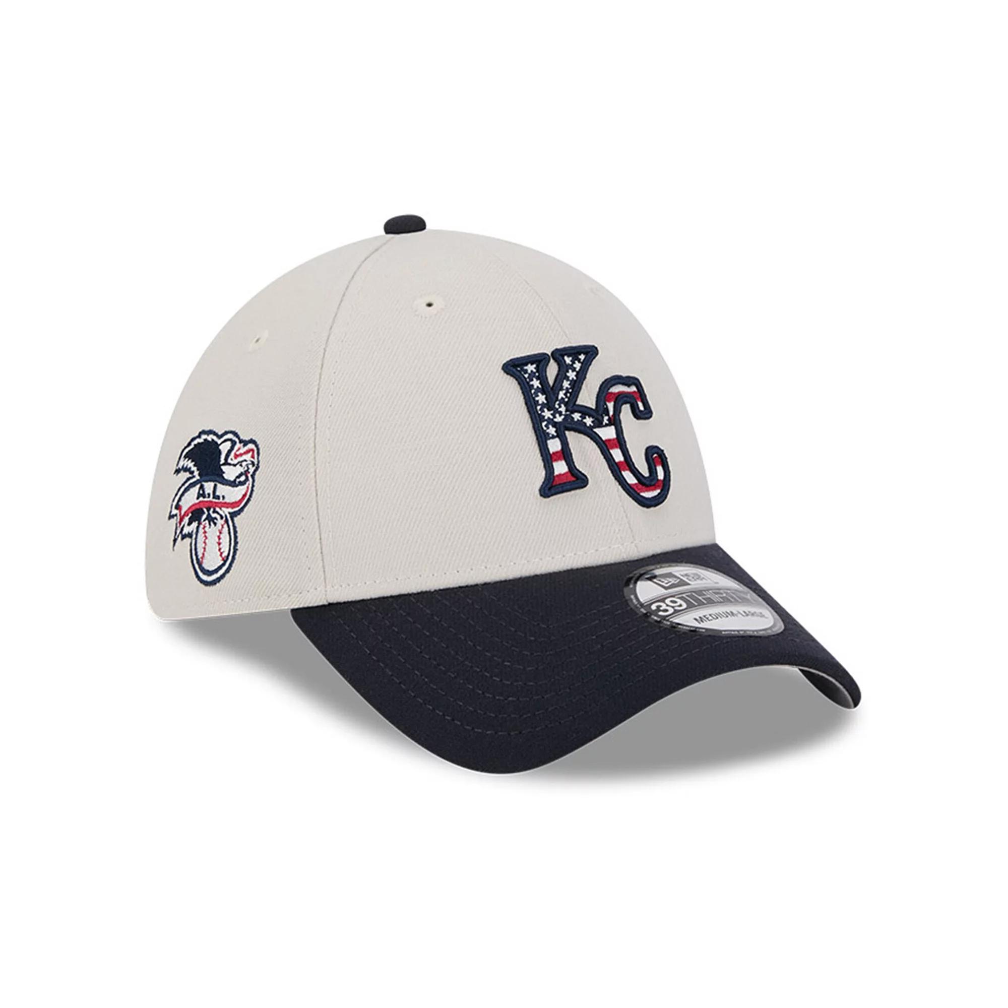 Men's New Era  Khaki/Black Kansas City Royals 2024 Fourth of July 39THIRTY Flex Hat, Size: Small/Medium, Beig K Product Image