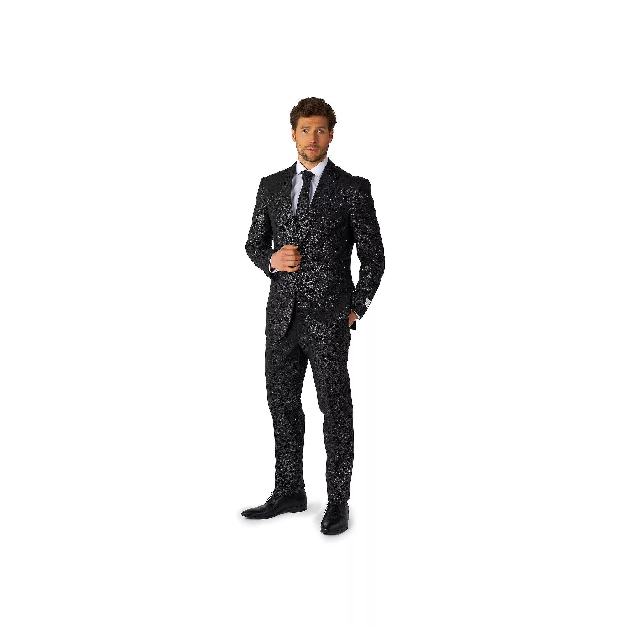 Men's OppoSuits Glitzy Glitter Black Sparkle Modern-Fit Suit & Tie Set, Size: 38 - Regular, Glitzy Black Sparkle Product Image