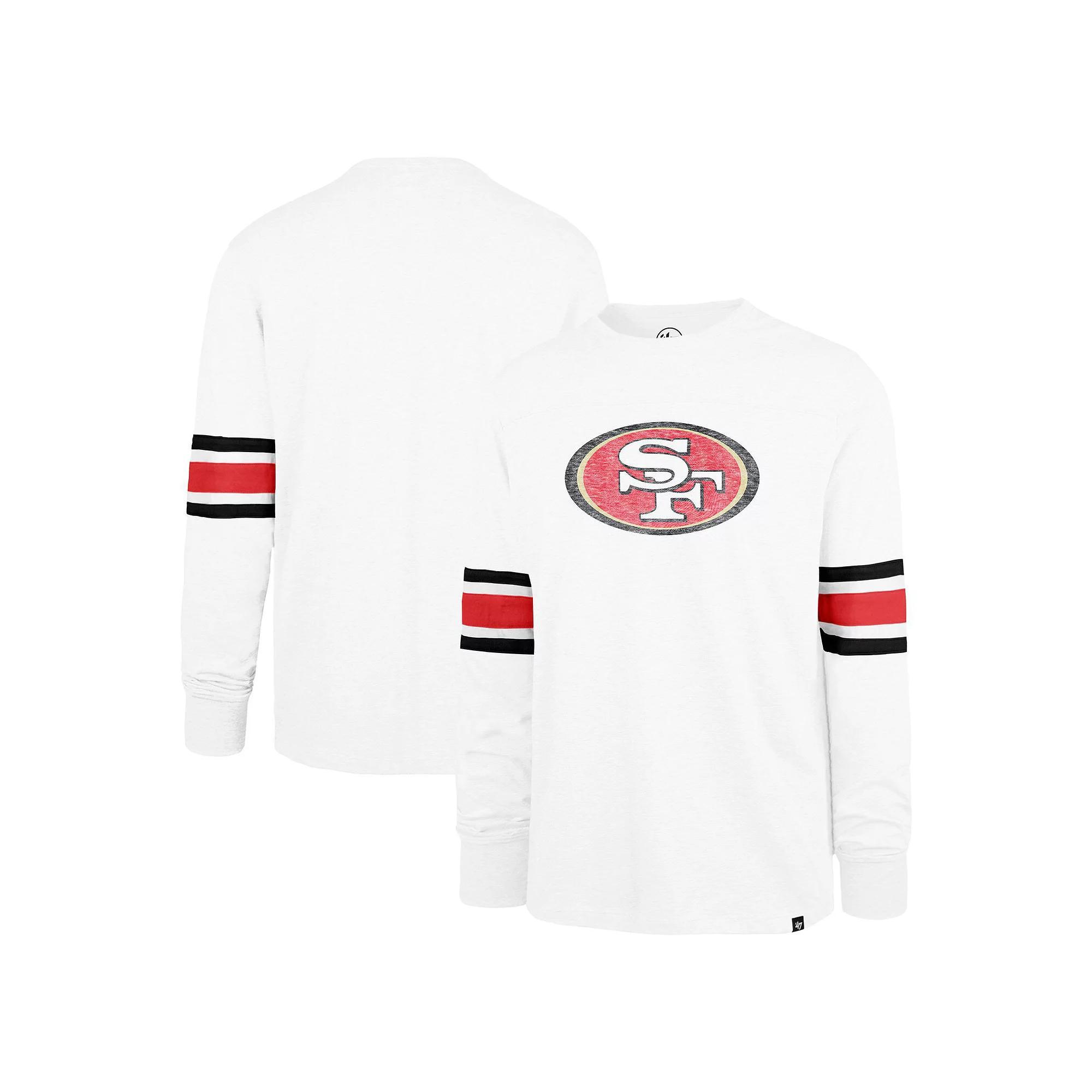Men's '47 White San Francisco 49ers Gridiron Premier Brex Long Sleeve T-Shirt, Size: Large Product Image
