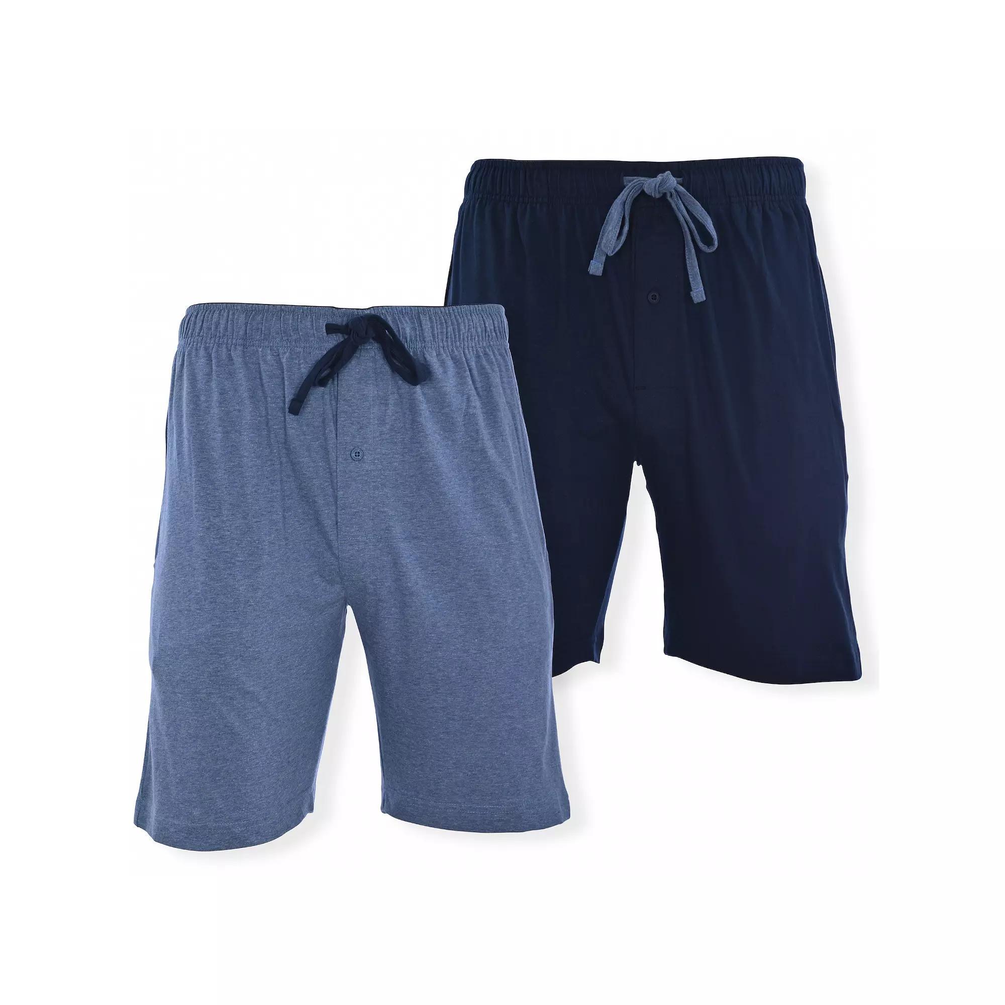 Big & Tall Hanes® 2-pack Knit Pajama Shorts, Men's, Size: 4XL, Navy Blue Plaid Product Image