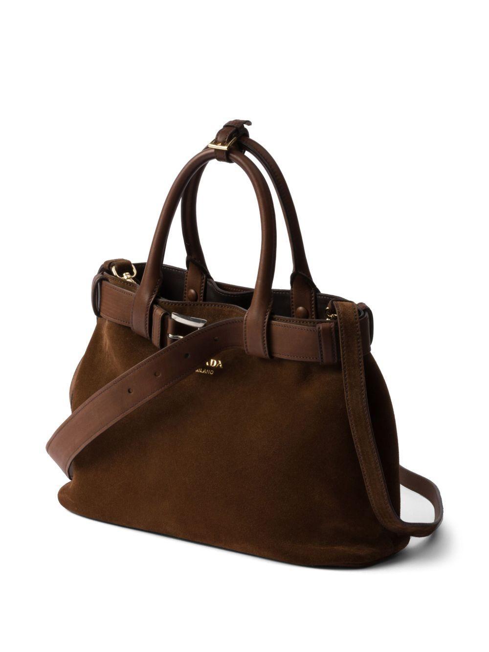 medium Buckle belt-detail suede bag Product Image