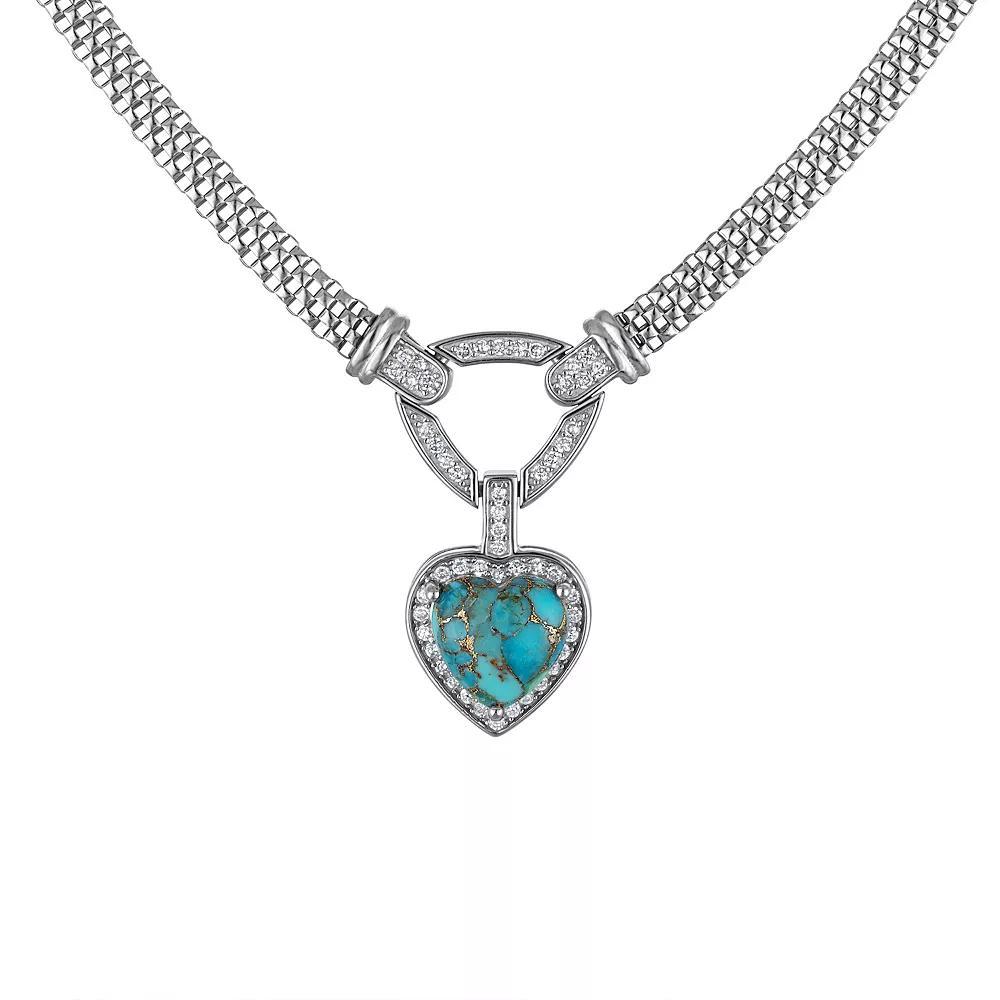 Designs by Gioelli Sterling Silver Copper Turquoise Heart Mesh Pendant Necklace, Womens Gold Tone Product Image