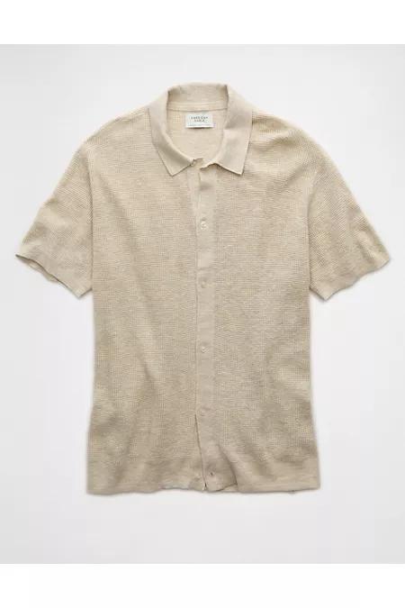 AE Weekend Waffle Button-Up Sweater Polo Shirt Mens Product Image