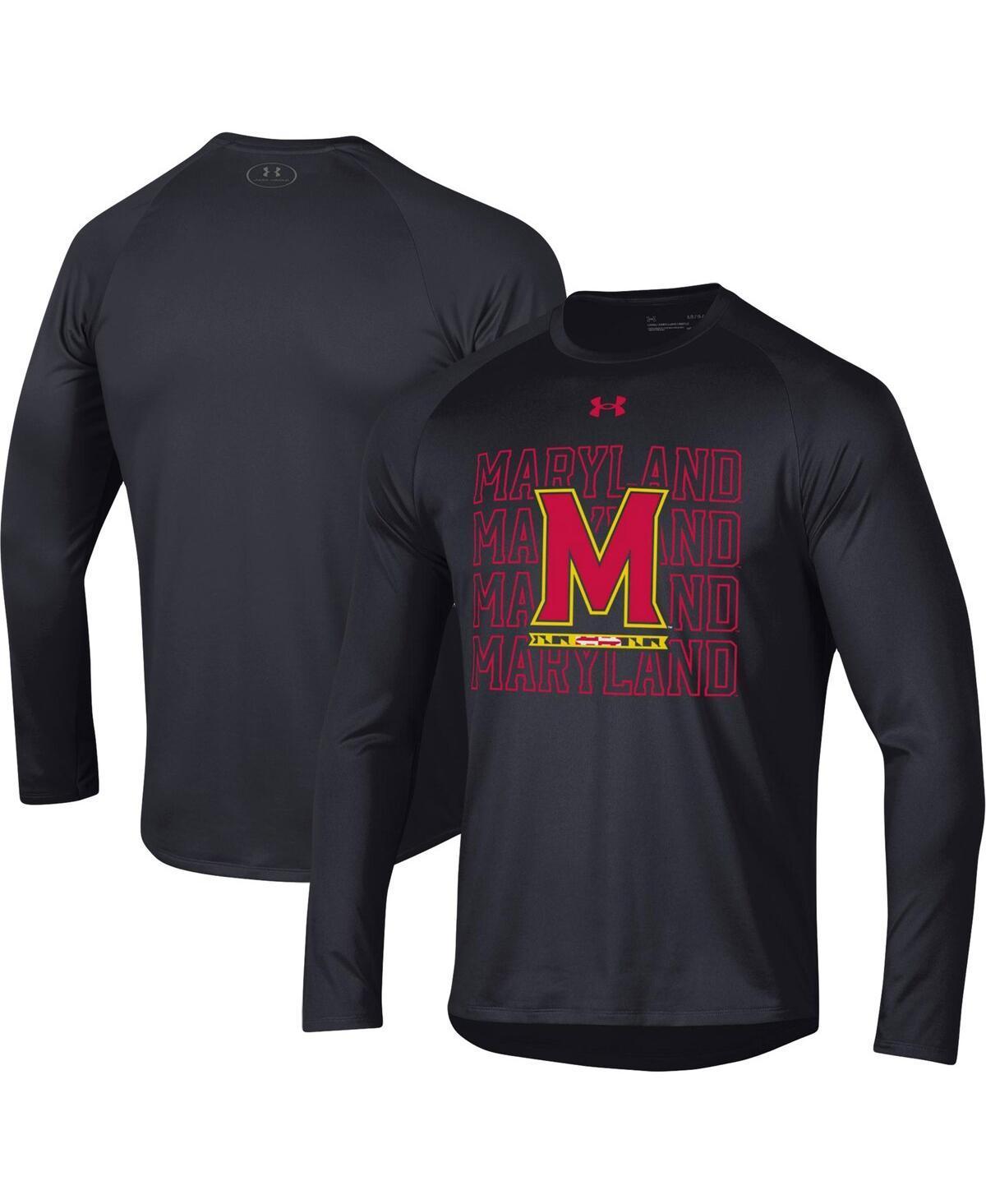Men's Under Armour Black Maryland Terrapins 2023 Sideline Tech Raglan Long Sleeve T-Shirt, Size: 2XL Product Image