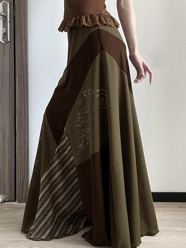 Mori Print Patchwork Maxi Skirt Product Image