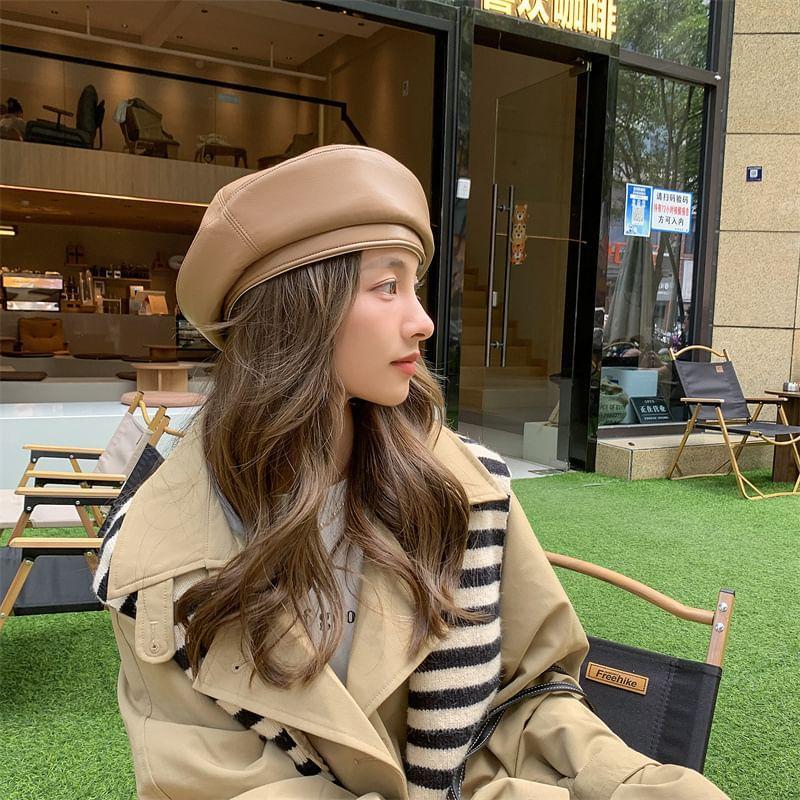 Faux Leather Beret Product Image