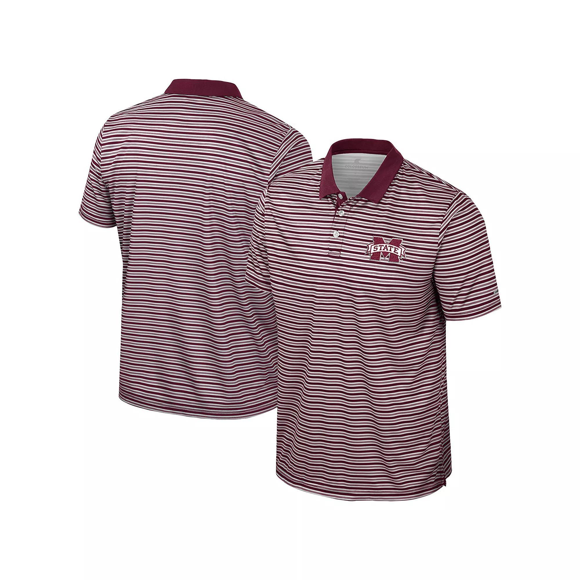 Men's Colosseum Black Appalachian State Mountaineers Striped Polo, Size: XL, App Black Product Image