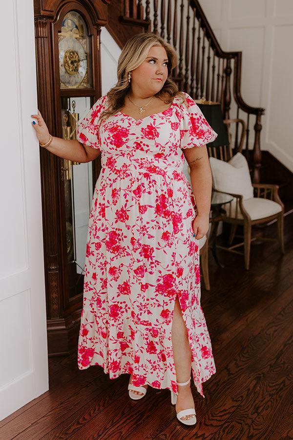 Sweet Surprise Floral Maxi Dress in Hot Pink Curves Product Image