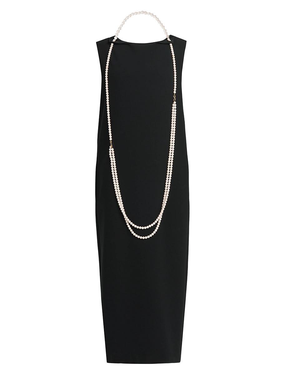Womens Faux Pearl Necklace Crpe Maxi Dress Product Image