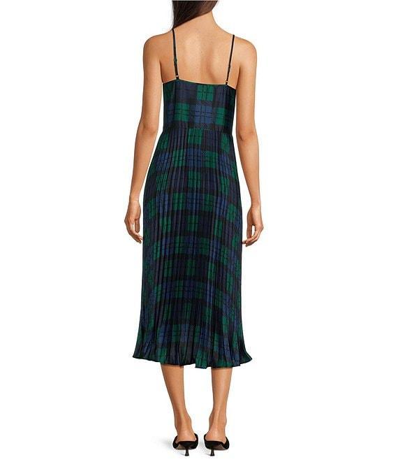 Sail To Sable x Style Charade 2-Piece Combo Crew Neck Long Sleeve Sweater With Blackwatch Plaid Pleated Slip Dress Product Image