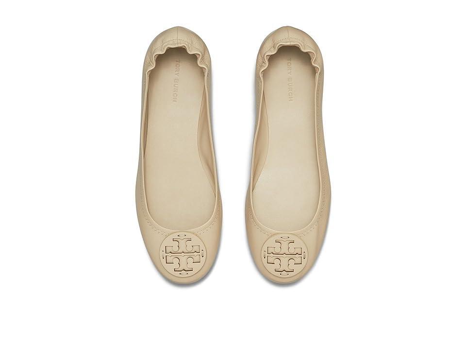 Tory Burch Minnie Travel Ballet With Leather Logo (Stone ) Women's Shoes Product Image