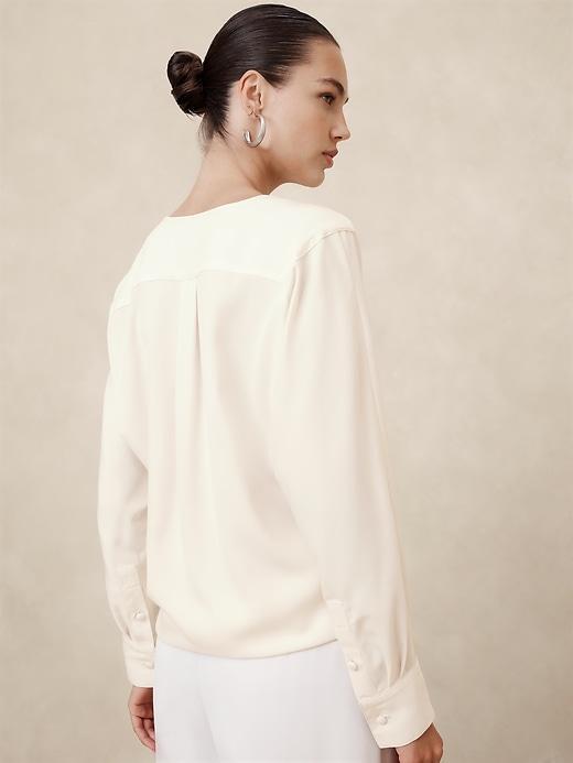 Bubble Hem V-Neck Blouse Product Image