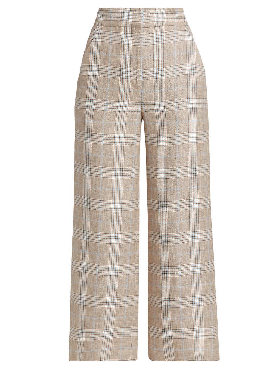 Womens Brixton Glen-Check Linen Crop Pants Product Image
