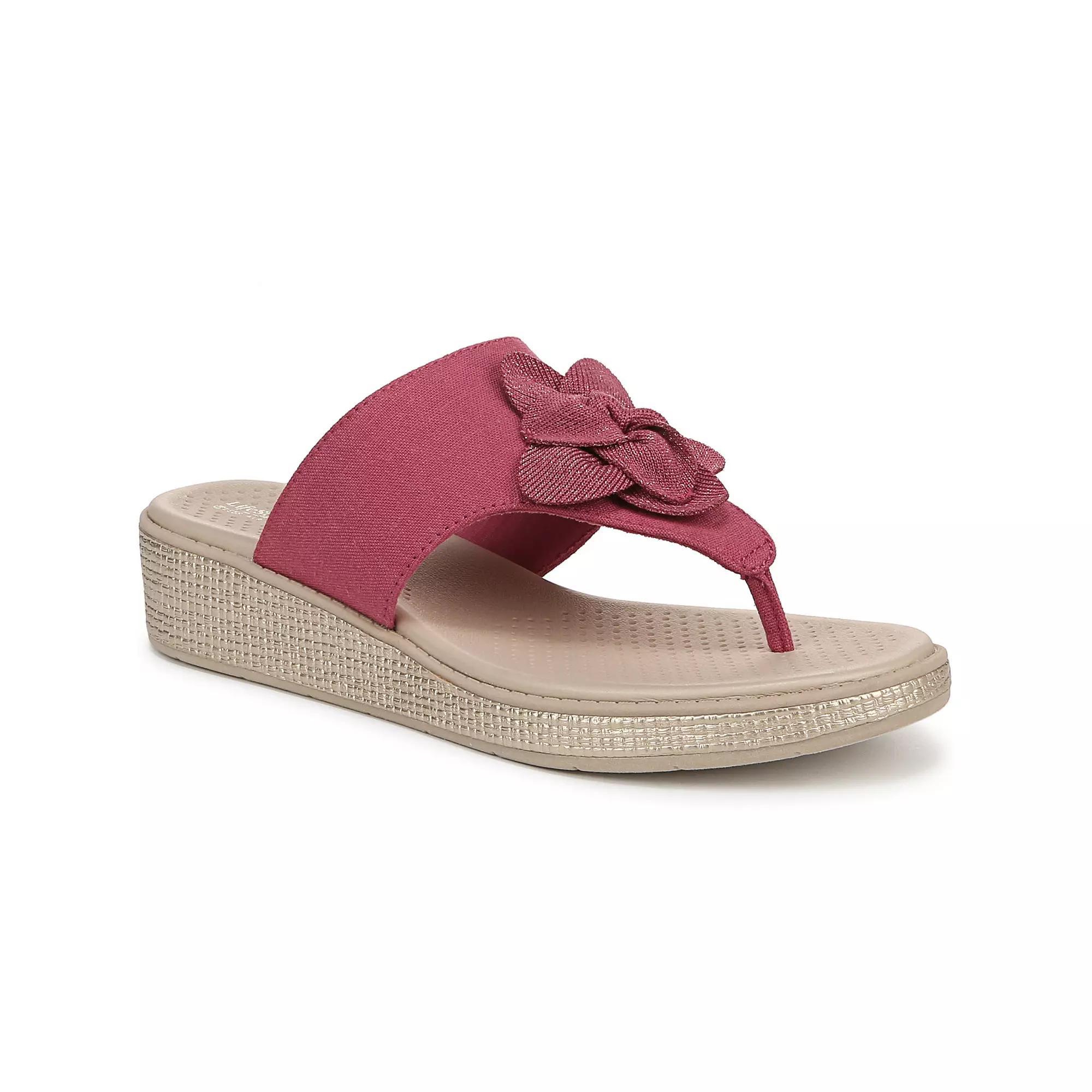 LifeStride Bloom Women's Wedge Thong Sandals, Size: 8, Dusty Rose Blue Product Image