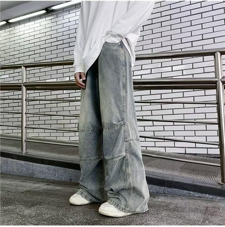 Mid Rise Washed Wide Leg Jeans Product Image