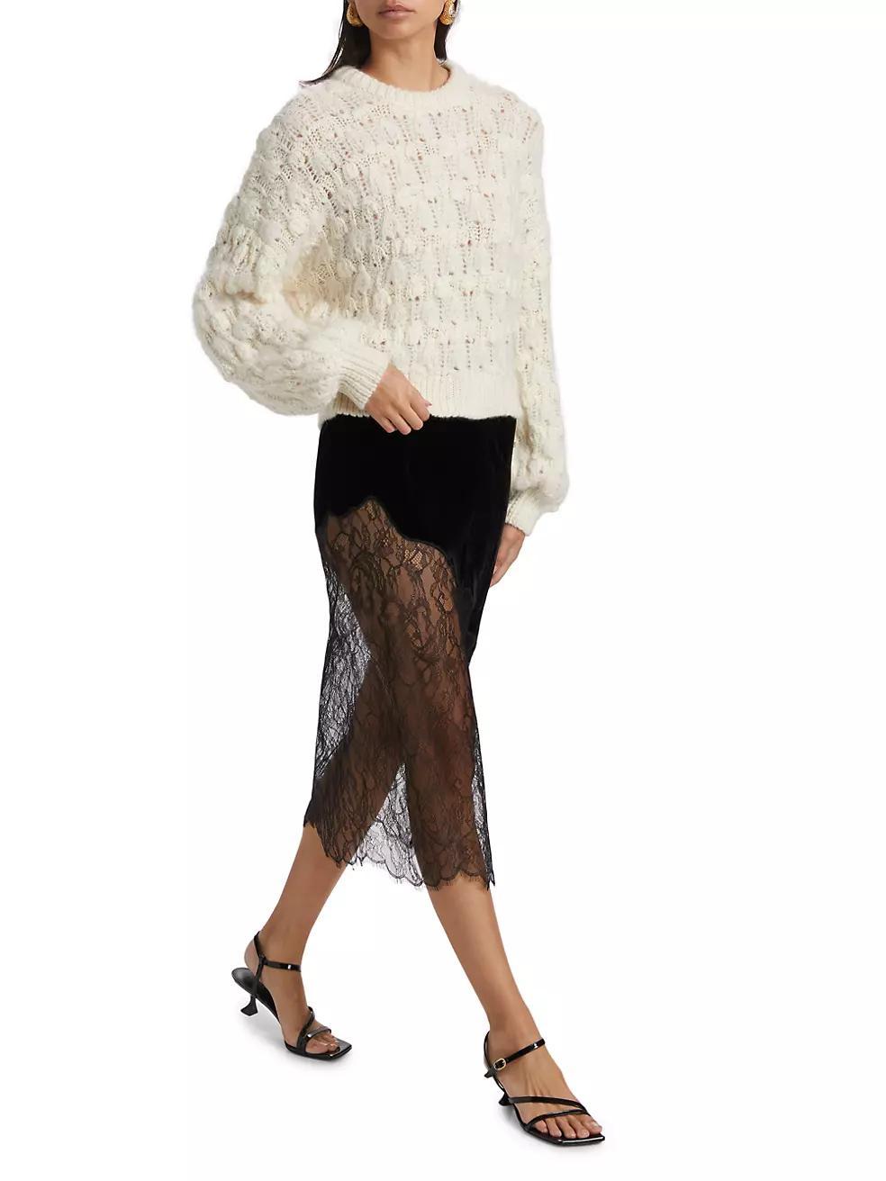 Popcorn Wool-Blend Knit Crewneck Sweater Product Image