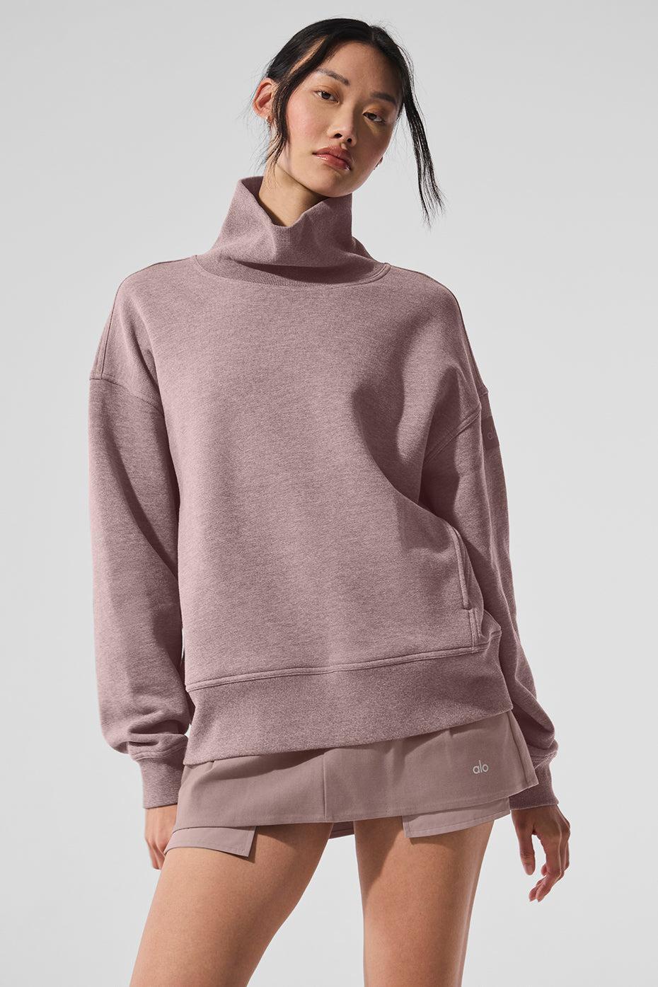 Hazy Mock Neck Pullover - Mushroom Heather Product Image