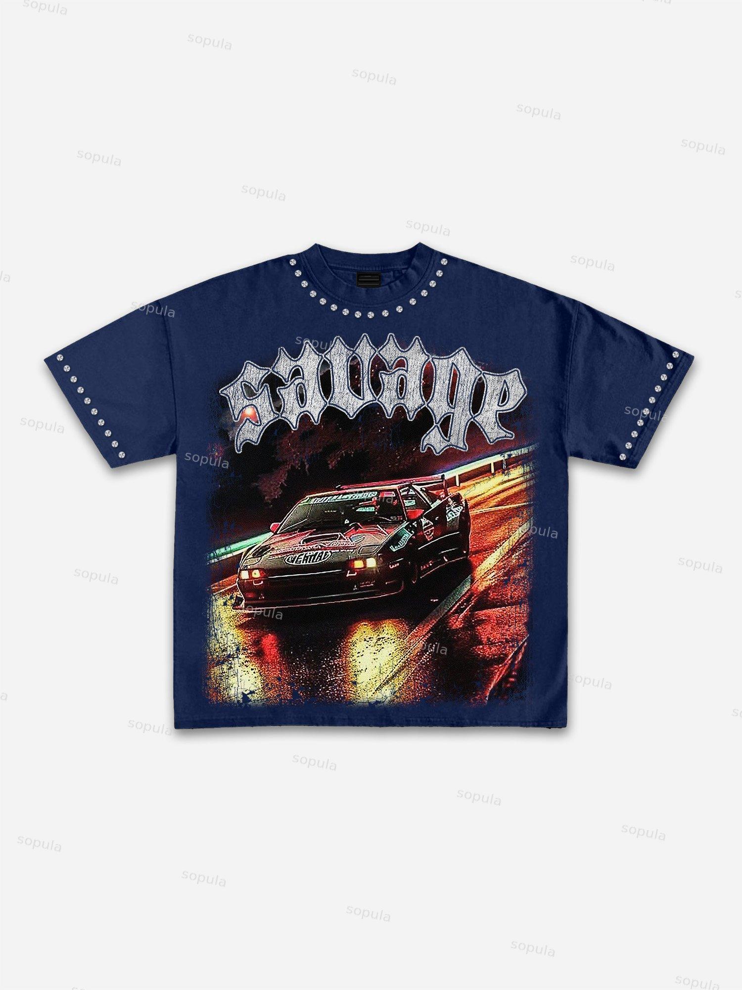 Savage Racing Night Graphic Cotton T-shirt Product Image