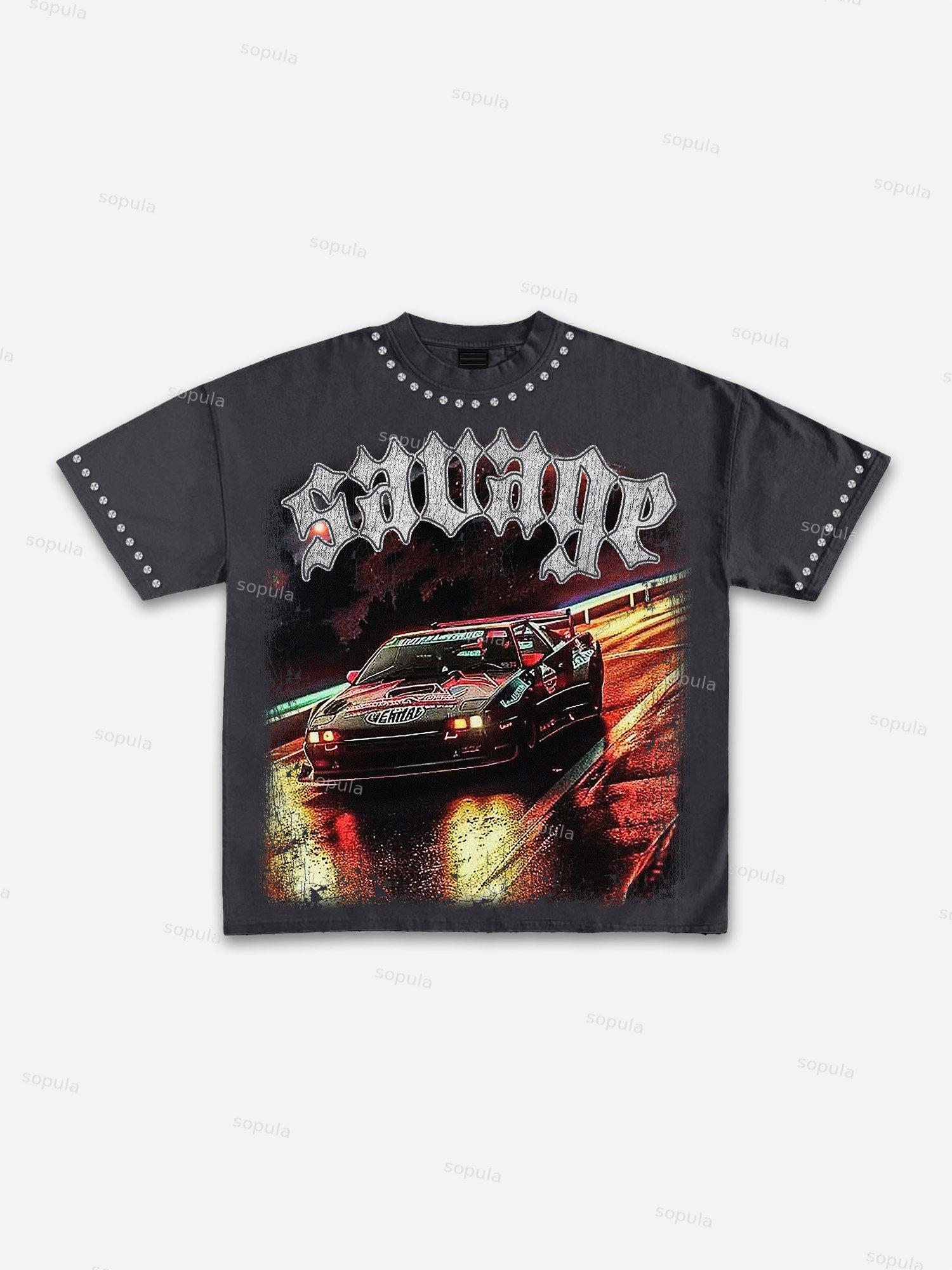 Savage Racing Night Graphic Cotton T-shirt Product Image