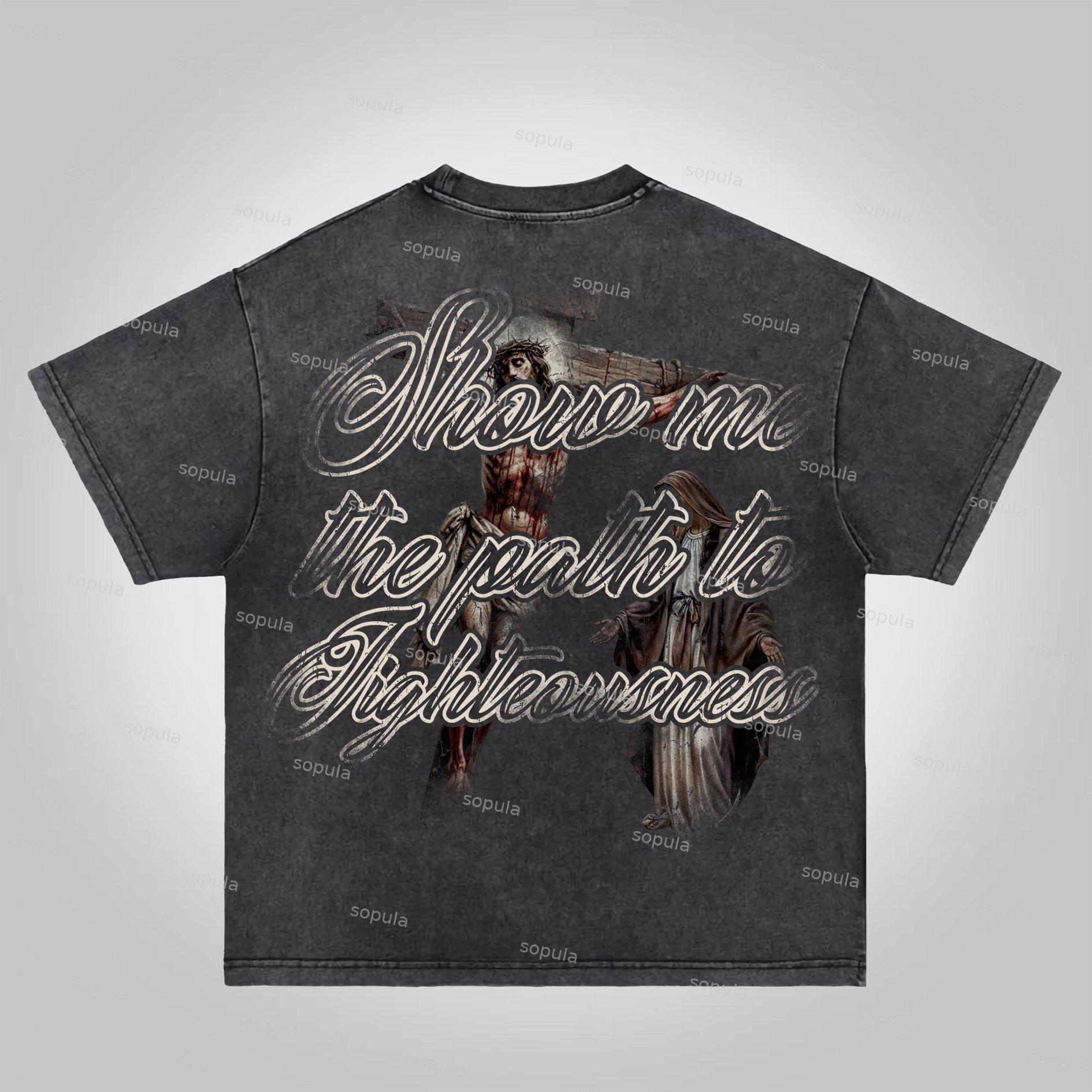 Sopula Lead Me Lord. Vintage Jesus Graphics Acid Washed T-Shirt Product Image