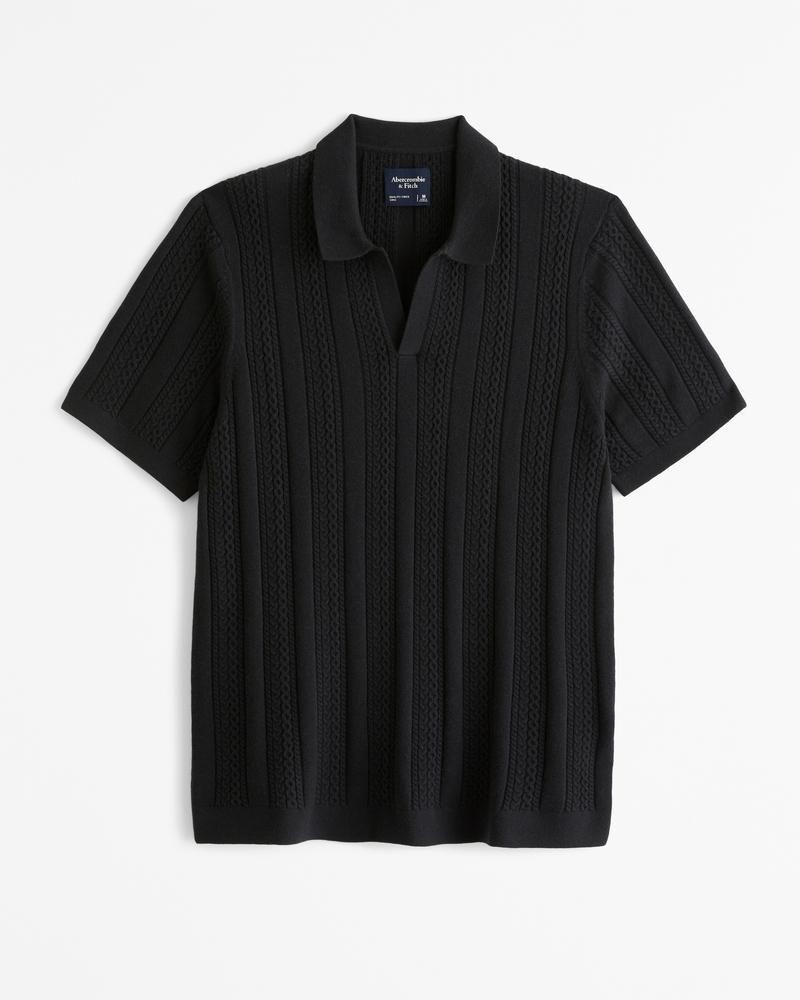 Cable Stitch Johnny Collar Sweater Polo Product Image