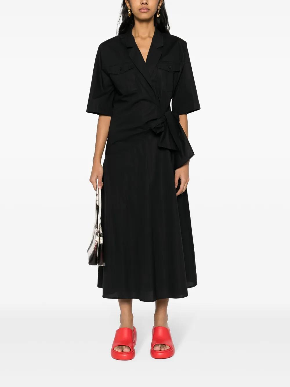 MSGM Wraparound Midi Dress In Black Product Image