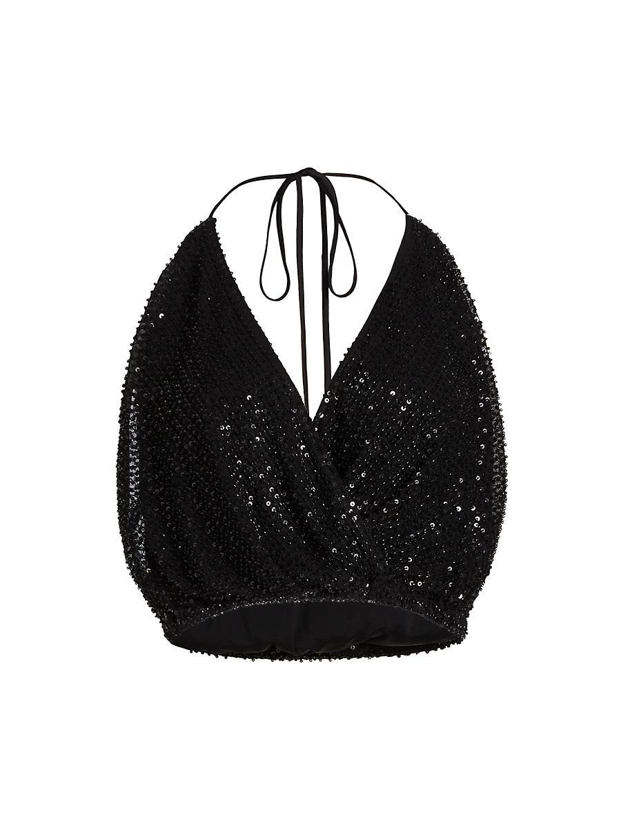 Womens Sullivan Sequined Halterneck Crop Top Product Image