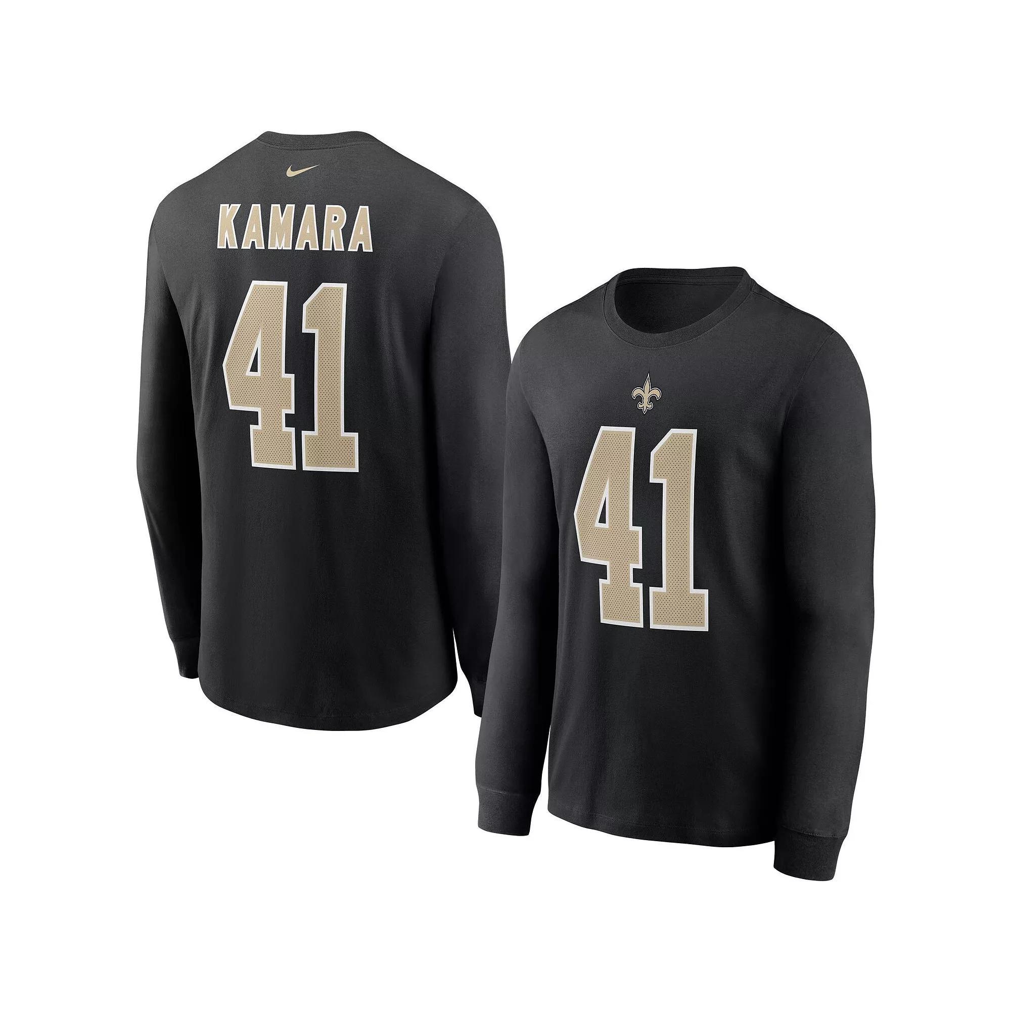 Men's Nike Alvin Kamara Black New Orleans Saints Player Name & Number Long Sleeve T-Shirt, Size: 2XL Product Image