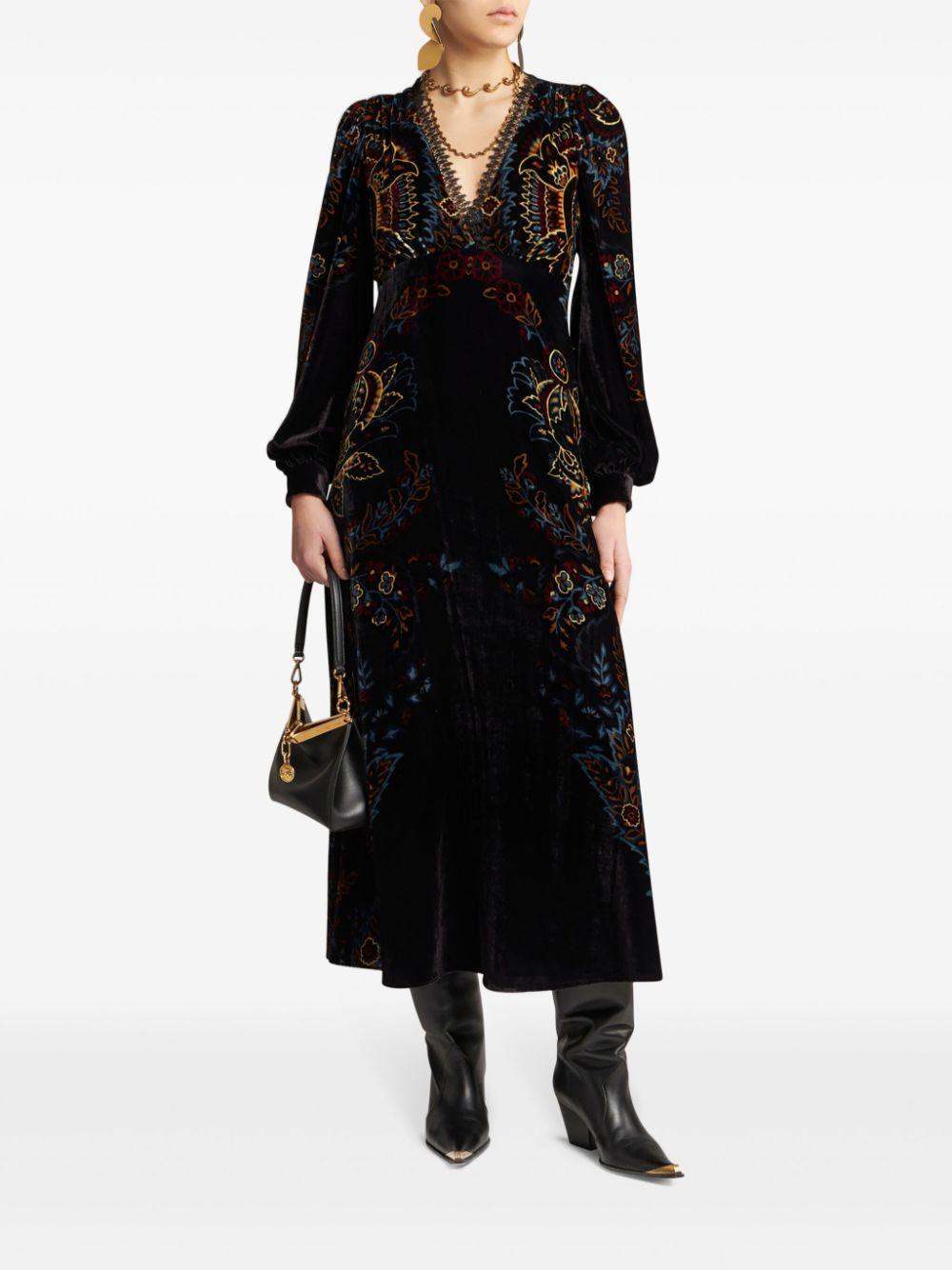 floral print velvet dress Product Image