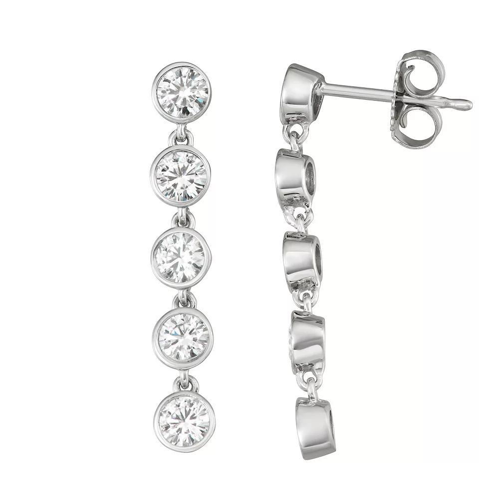 Charles & Colvard 14k White Gold 1 Carat T.W. Lab-Created Moissanite Linear Drop Earrings, Women's Product Image