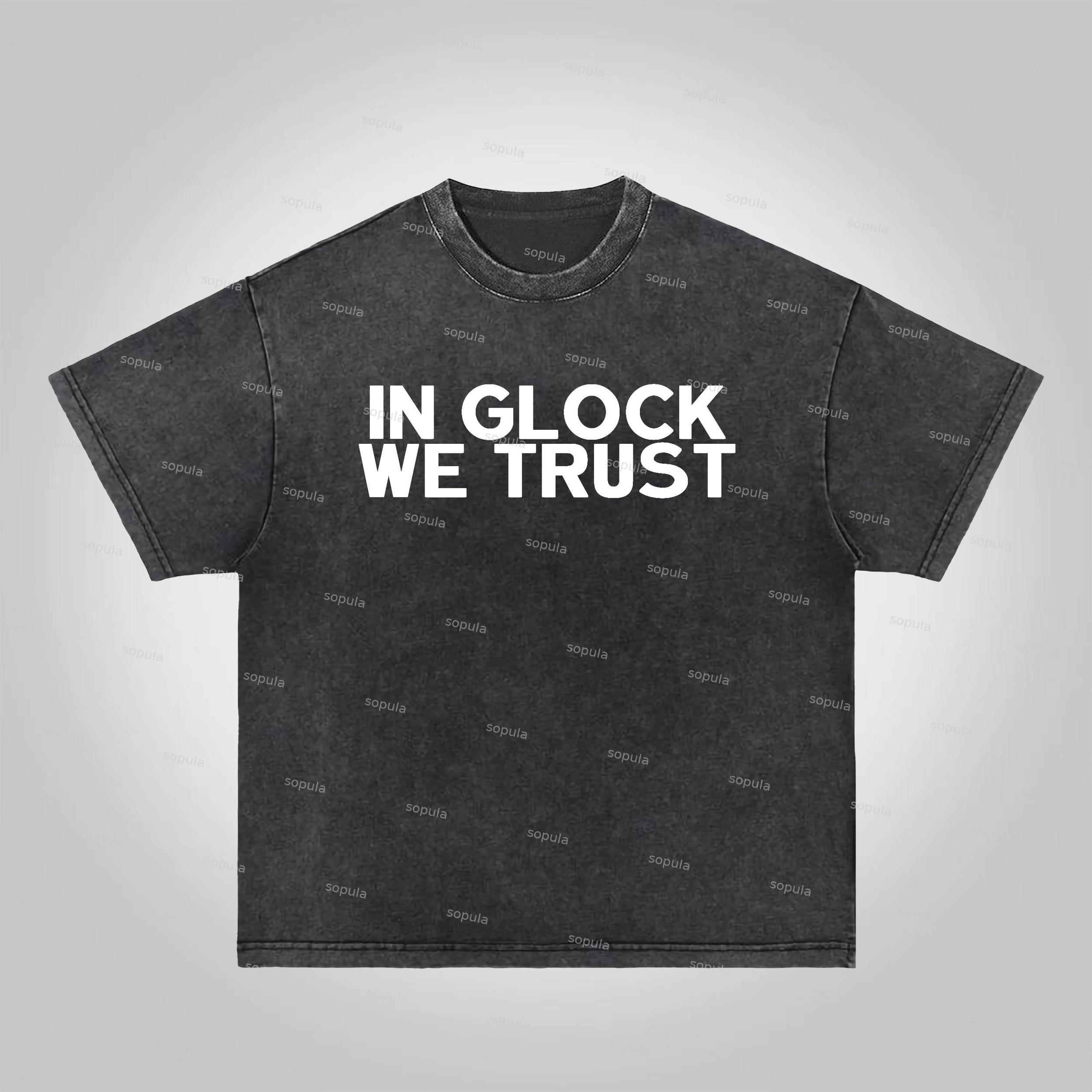 Sopula Vintage In Glock We Trust Graphic Acid Washed T-Shirt Product Image