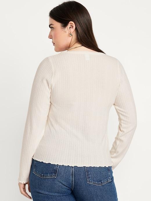 Button-Down Pointelle Top Product Image
