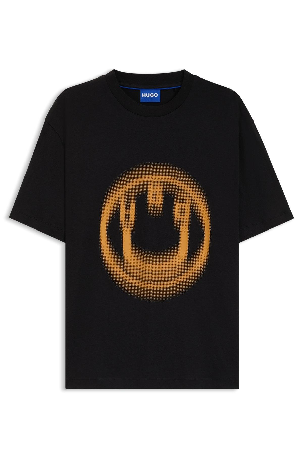 HUGO - All-gender T-shirt with blurred logo print - Black Product Image