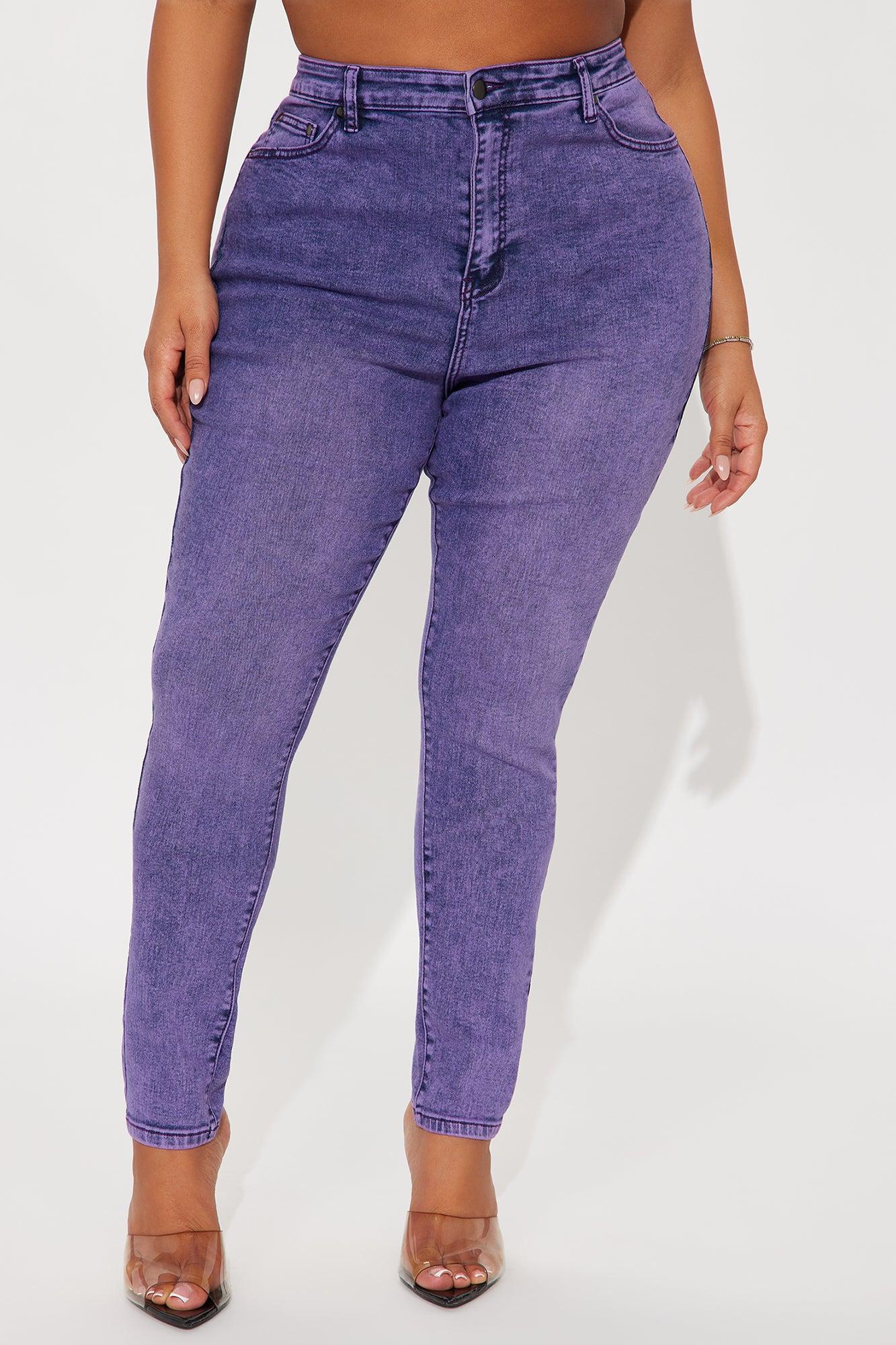 Out The Door High Waist Skinny Jeans - Purple Product Image