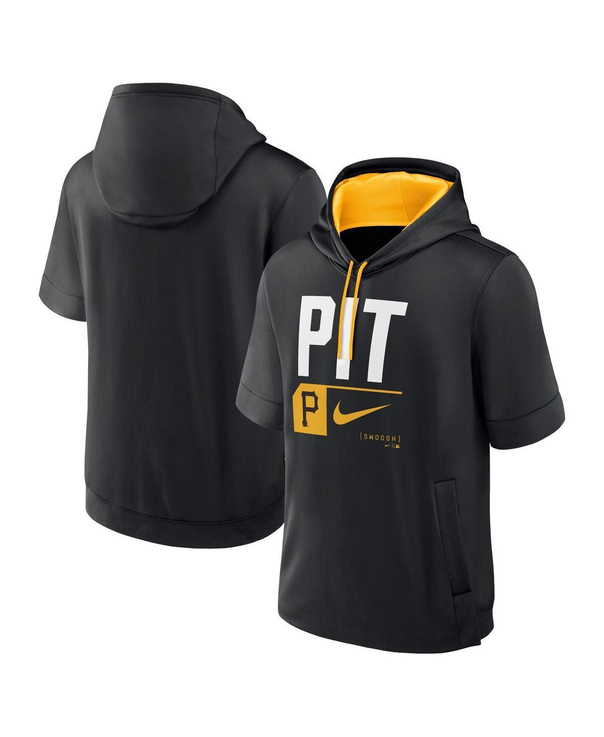 Men's Nike Black Pittsburgh Pirates Tri Code Lockup Short Sleeve Pullover Hoodie, Size: Large Product Image