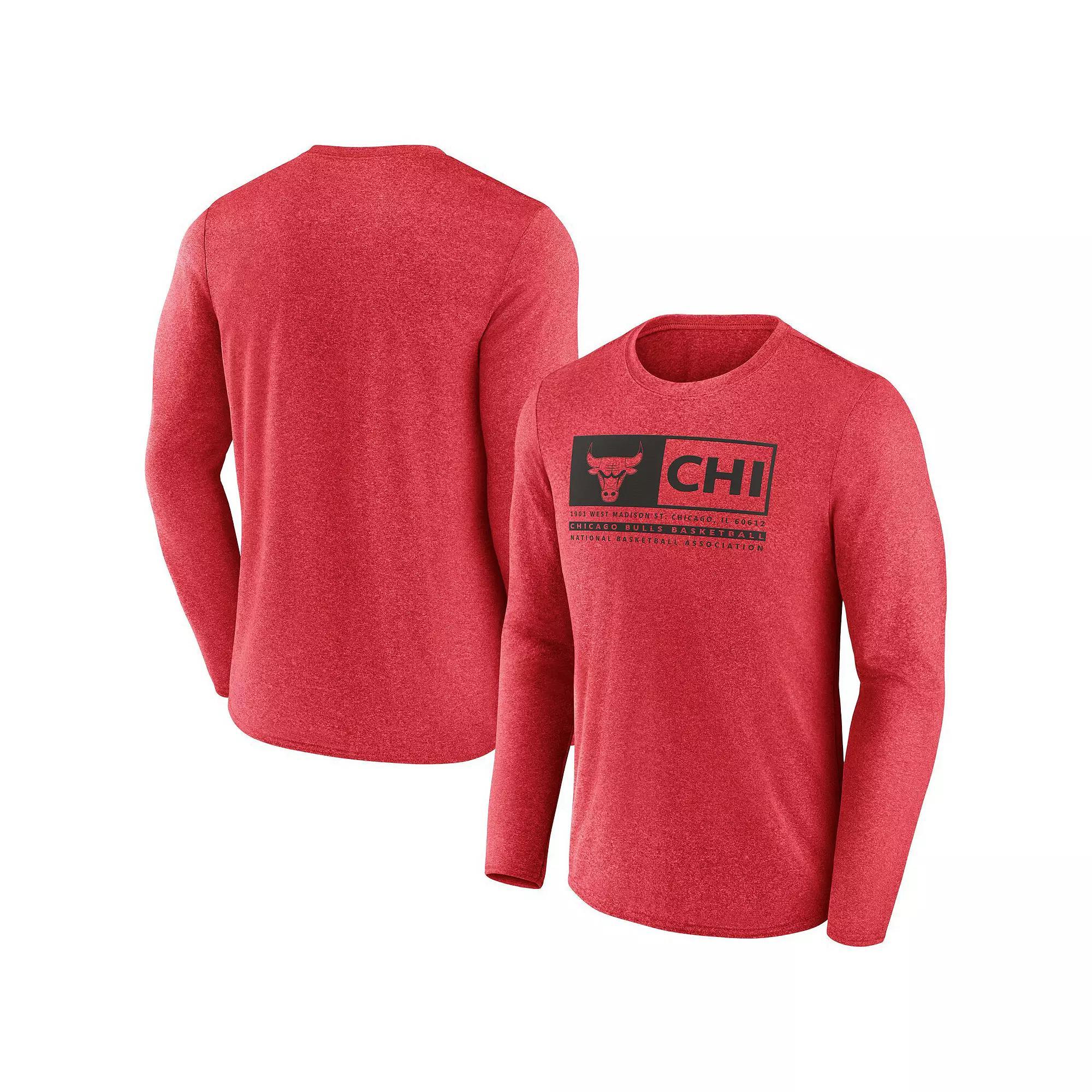 Men's Fanatics Branded Heather Red Chicago Bulls Three-Point Play T-Shirt, Size: Medium Product Image