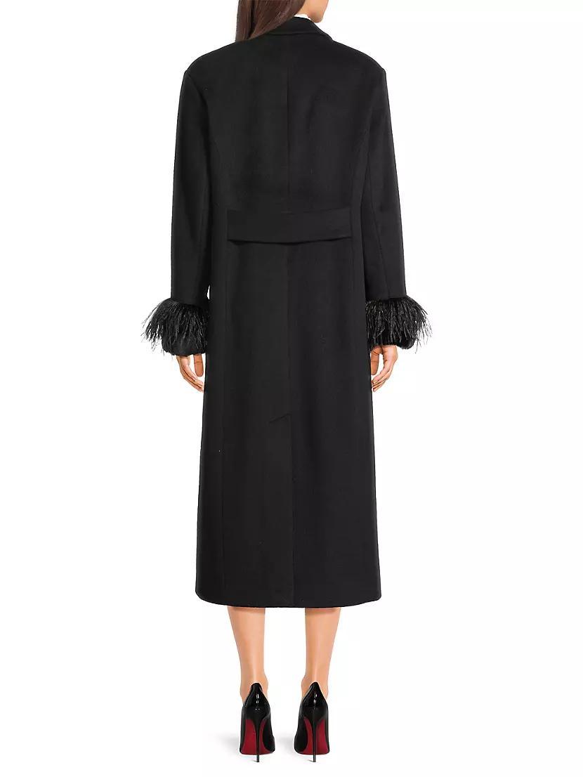 Wool-Blend Faux-Feather-Trim Coat Product Image