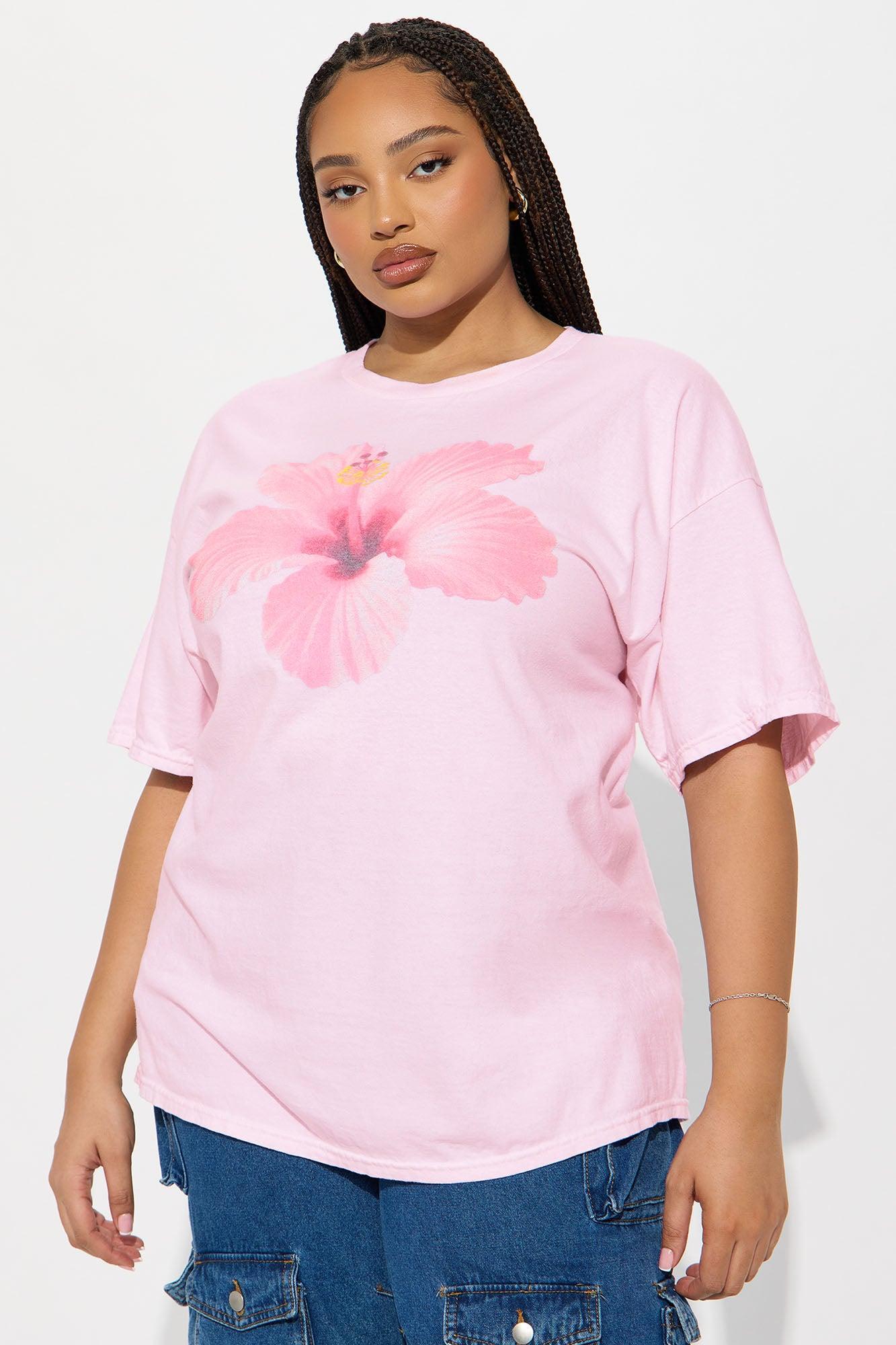 Hibiscus Bloom Washed Graphic Tee - Pink Product Image