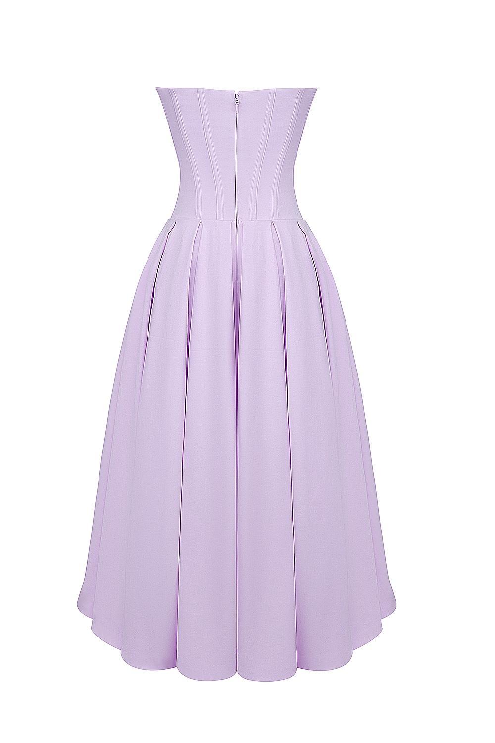Lady Orchid Twill Strapless Tulle Midi Dress Product Image