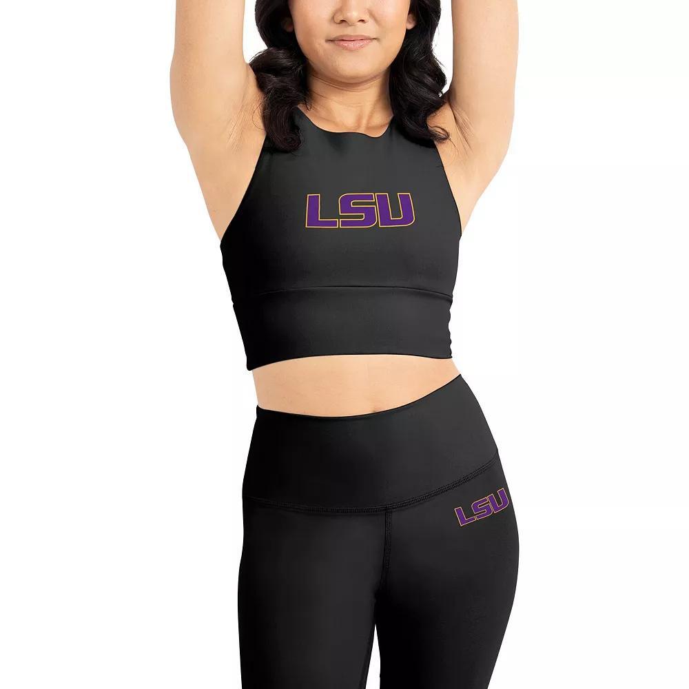 Women's Certo Black LSU Tigers Buttery Soft Midi Bra & Leggings Set, Size: XL Product Image