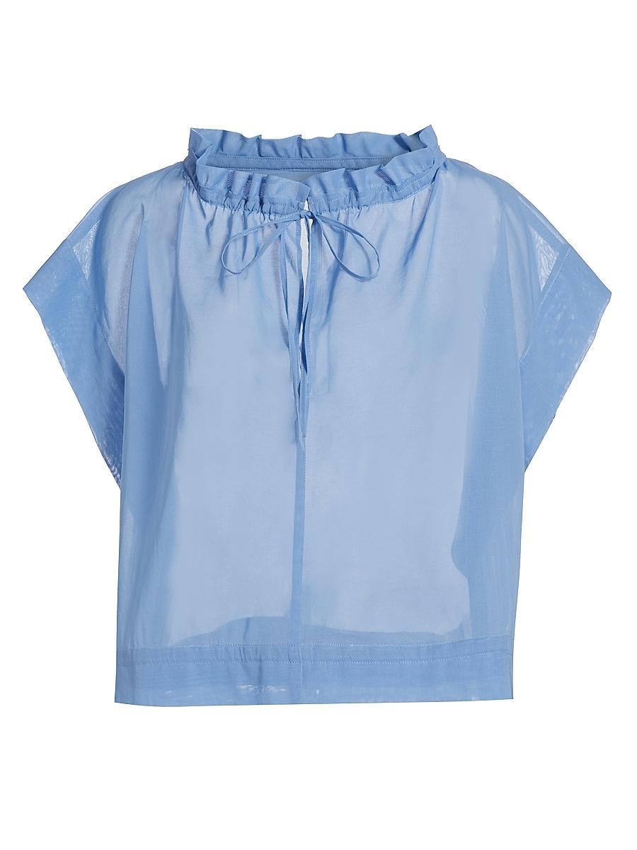 Womens Cotton Organza Ruffled Blouse Product Image